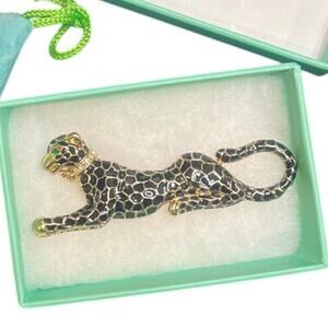 Jaguar Bejeweled & Black Enamel Pin | Brooch NWT by EverFaith
